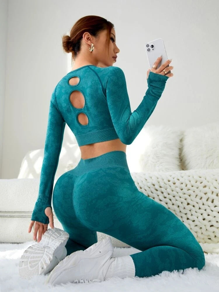 Fashion Exercise Clothes Yoga Suit Women Blue