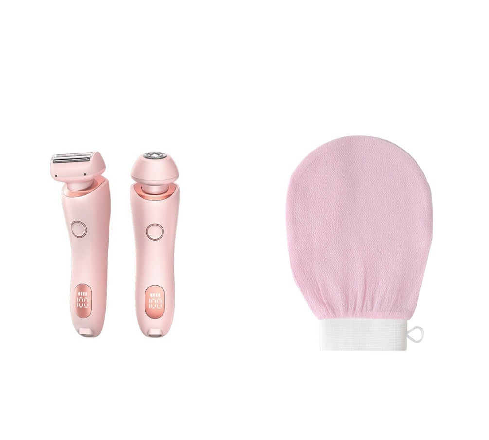 2 In 1 Hair Removal USB Rechargeable Trimmer Women Body Razor Pink Set1 USB