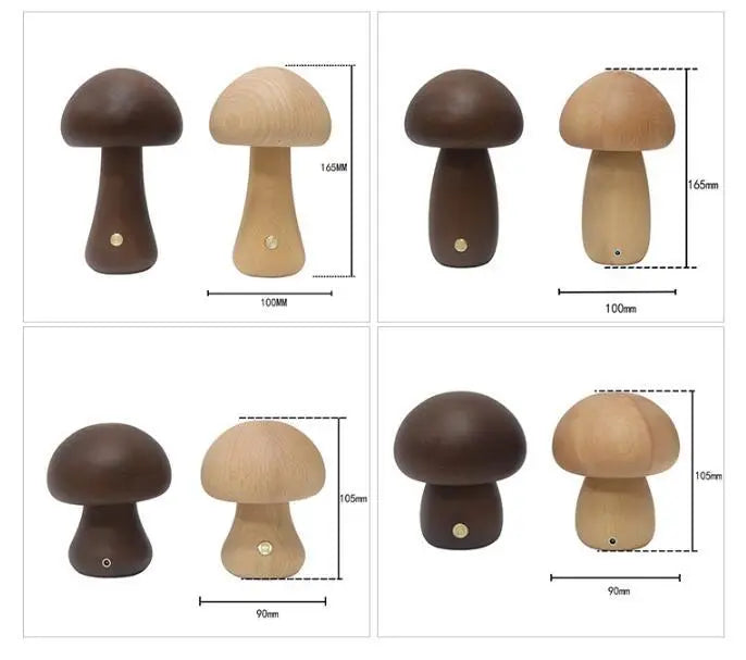 INS Wooden Cute Mushroom LED Night Light With Touch Switch