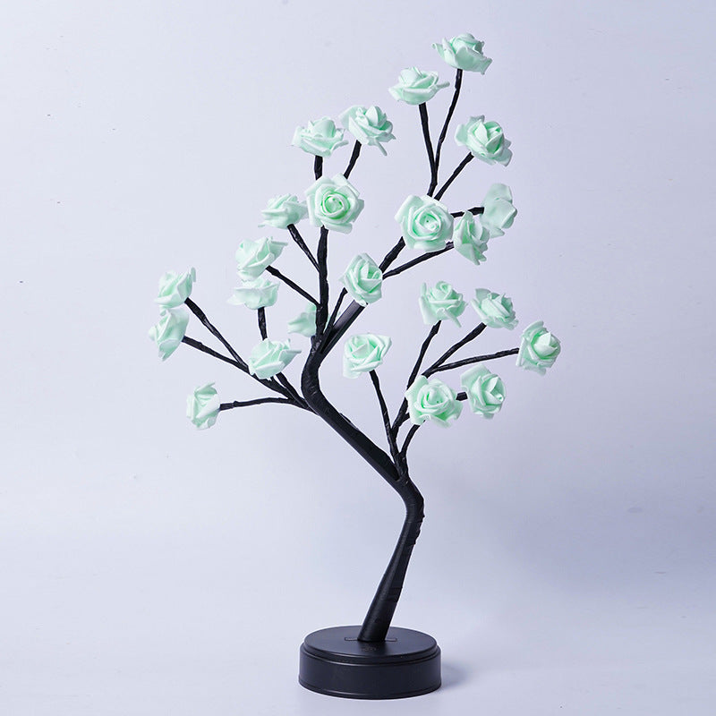 Table Lamp Flower Tree Rose Lamps Green Rose Usb Plug In