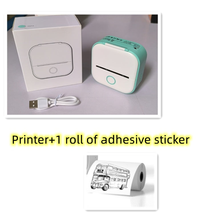 Portable Mini Thermal Label Printer Home Photo Printer Bluetooth-compatible Mini Label Printer Green USB