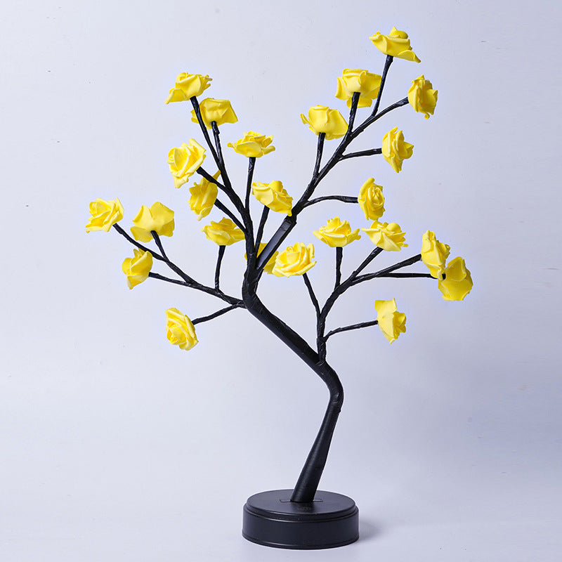 Table Lamp Flower Tree Rose Lamps Yellow Rose Usb Plug In