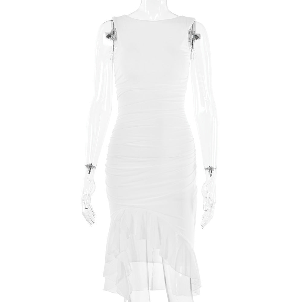 Summer Slim Skinny Sleeveless Dress For Women White