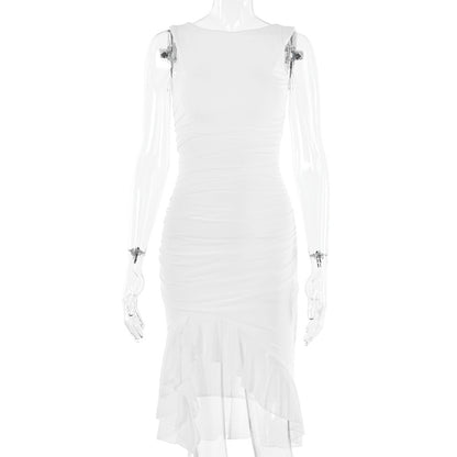 Summer Slim Skinny Sleeveless Dress For Women White