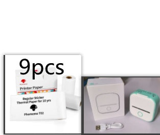 Portable Mini Thermal Label Printer Home Photo Printer Bluetooth-compatible Mini Label Printer Green Set4 USB