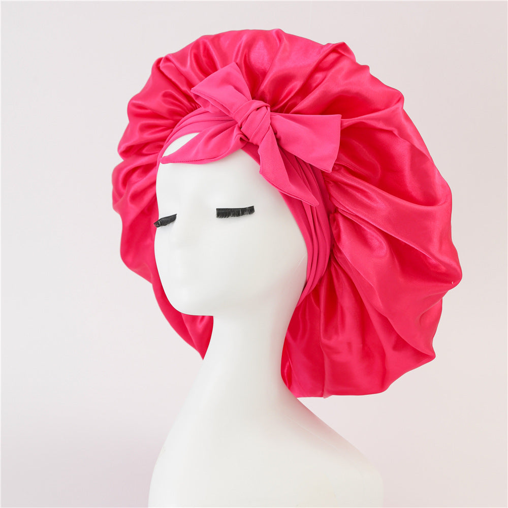 New Silk Bonnet For Sleeping Women Satin Bonnet Hair Bonnet Night Sleep Cap Rose Red
