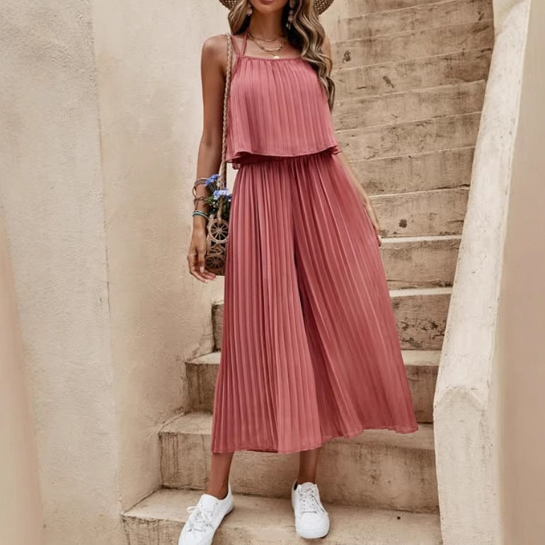 Women's Summer Solid Color Vacation Loose Suit Casual Suit
