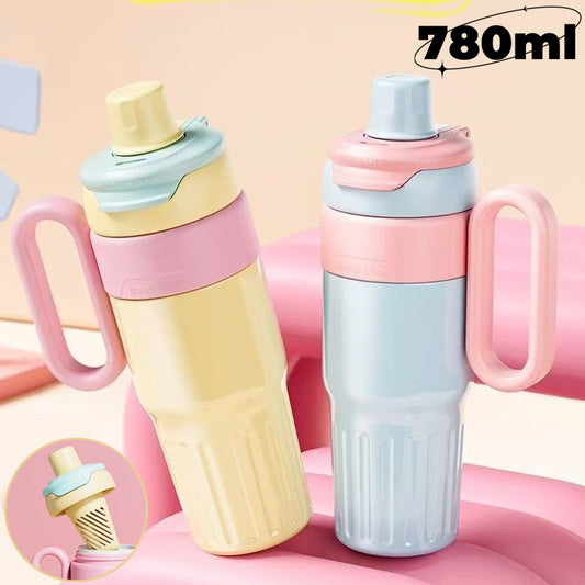 780ml Gradient Double Drink Thermal Cup Stainless Steel With Straw Cup