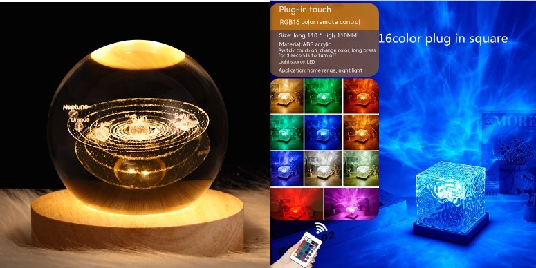 LED Water Ripple Ambient Night Light 3W Set8 1PC