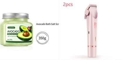 2 In 1 Hair Remover Women's Double Head Shaver Private Pubic Electric Razor Pink set USB