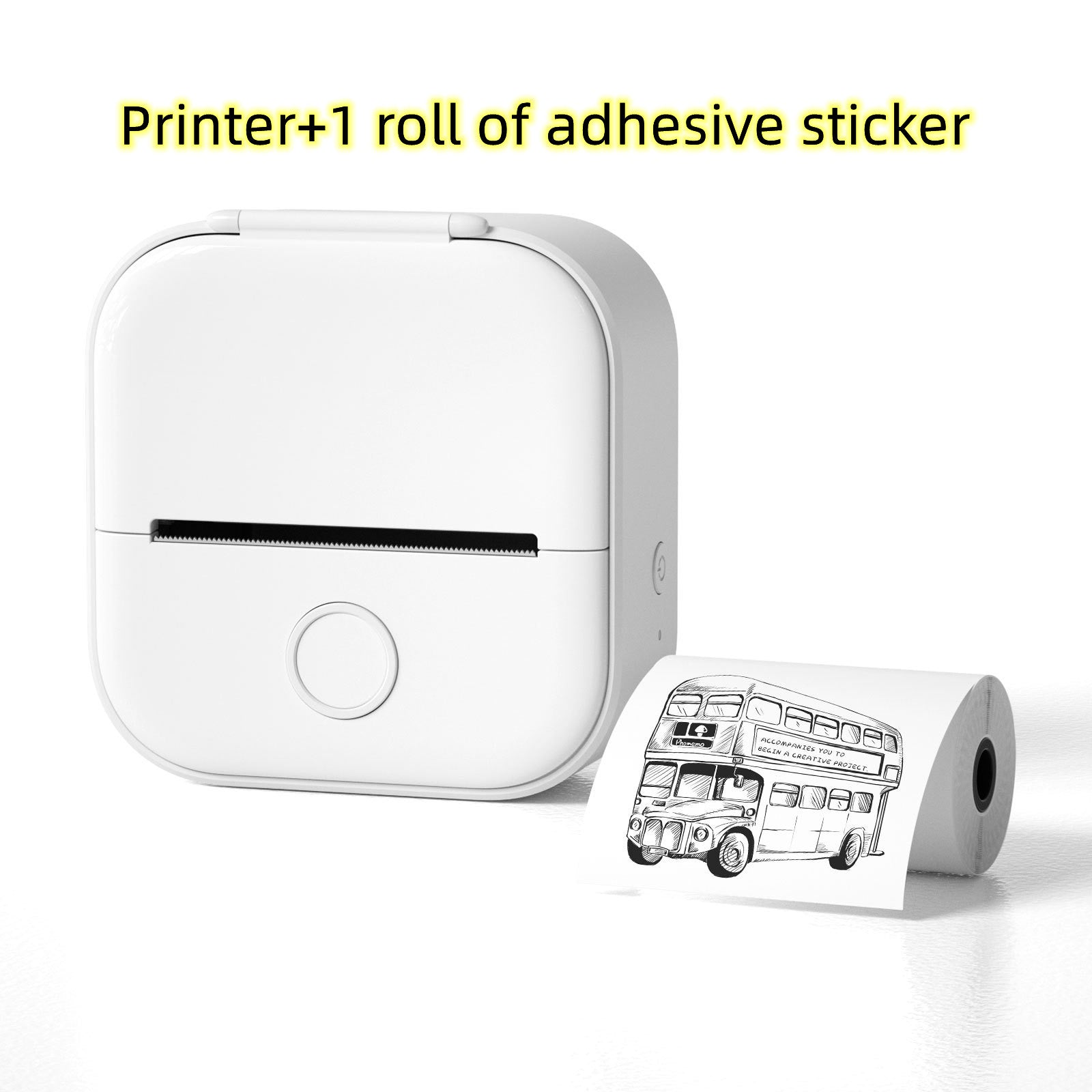 Portable Mini Thermal Label Printer Home Photo Printer Bluetooth-compatible Mini Label Printer White USB