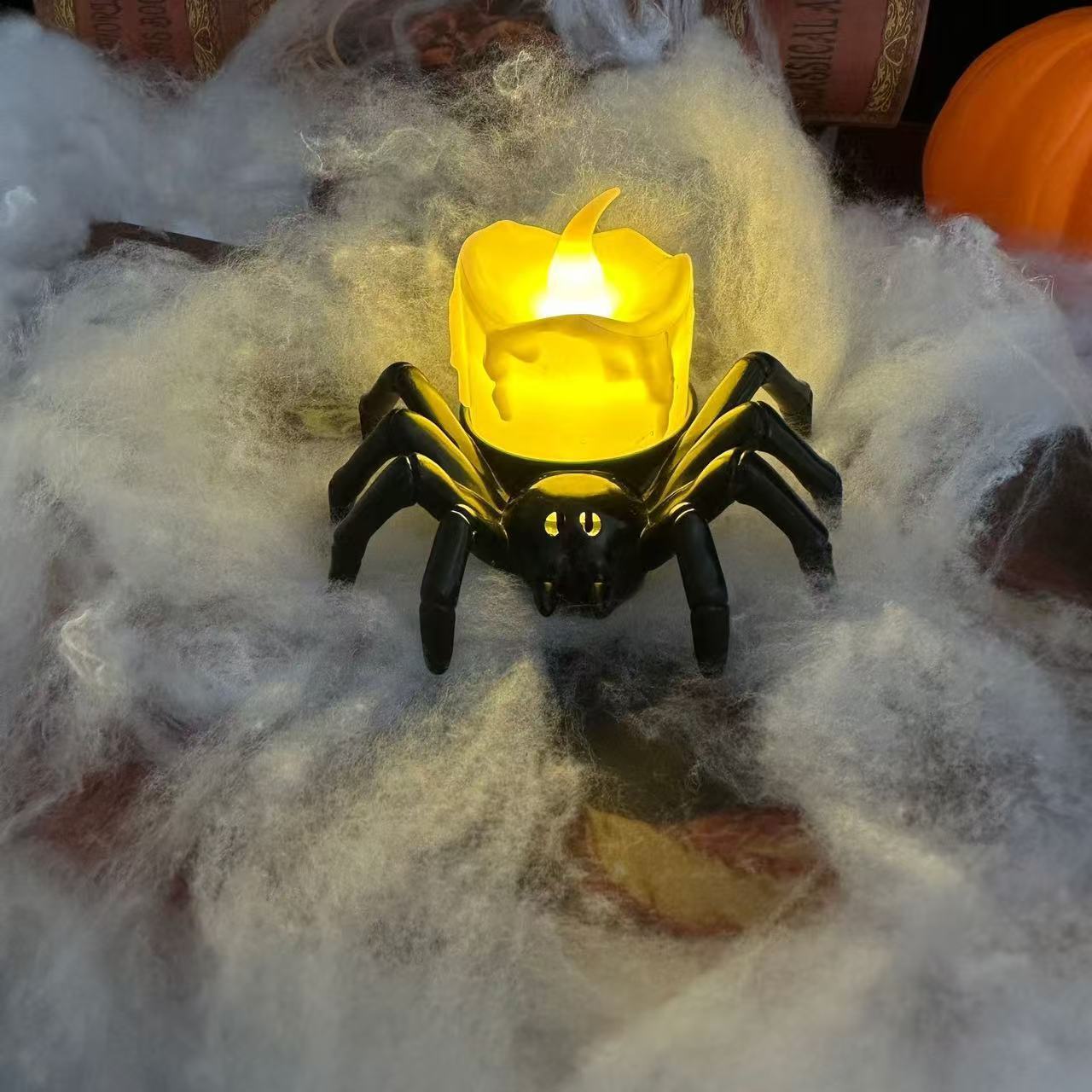 Halloween Decoration Spider Night Lights Party Decoration Horror Party Accessories Spider Back White Candle