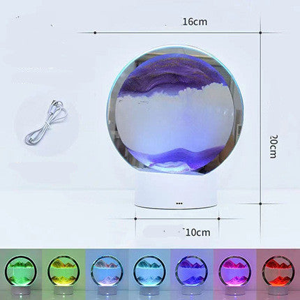 Creative 3D Quicksand Table Lamp Bedside Purple USB