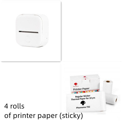 Portable Mini Thermal Label Printer Home Photo Printer Bluetooth-compatible Mini Label Printer White set USB