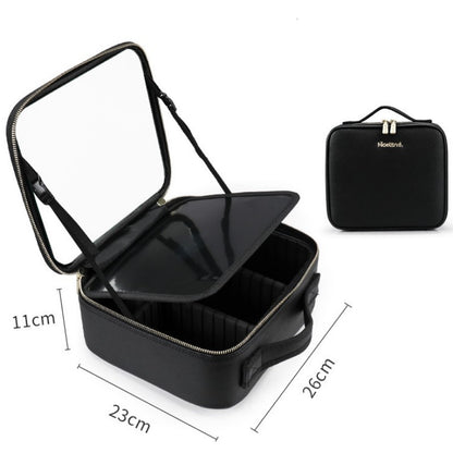 Smart LED Cosmetic Case With Mirror Cosmetic Bag Travel Makeup Bags Black 12inches No LED