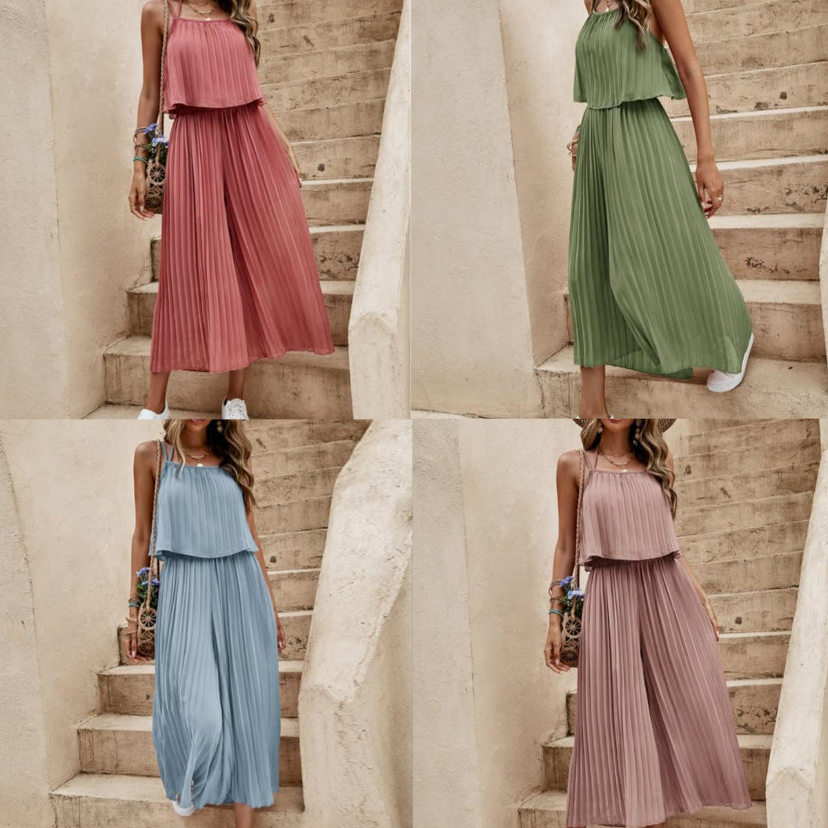 Women's Summer Solid Color Vacation Loose Suit Casual Suit