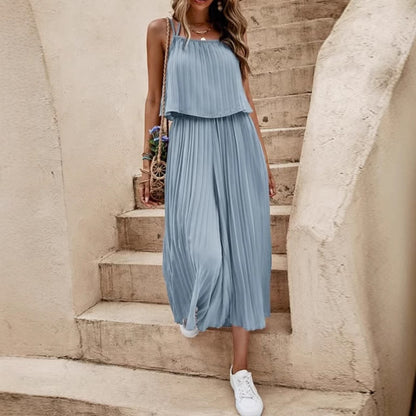 Women's Summer Solid Color Vacation Loose Suit Casual Suit