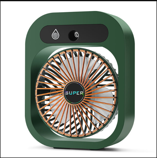 Air Conditioning Fan Desk Misting Fan Air Cooler Cooling USB Rechargeable Humidifier Portable Spray Fan Green