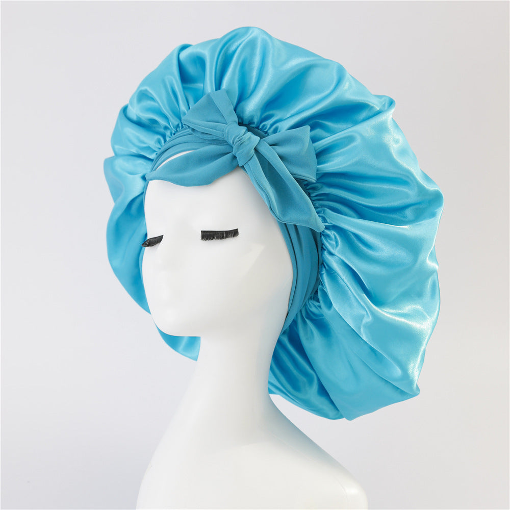 New Silk Bonnet For Sleeping Women Satin Bonnet Hair Bonnet Night Sleep Cap Dark Blue