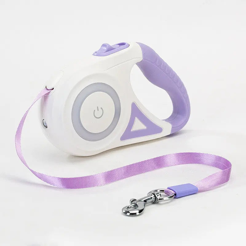 Dog Leash Retractable Leash And Dog Collar Spotlight Automatic Pet Dog Cat Purple 5M Single traction rope