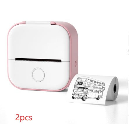 Portable Mini Thermal Label Printer Home Photo Printer Bluetooth-compatible Mini Label Printer Pink 2pcs USB