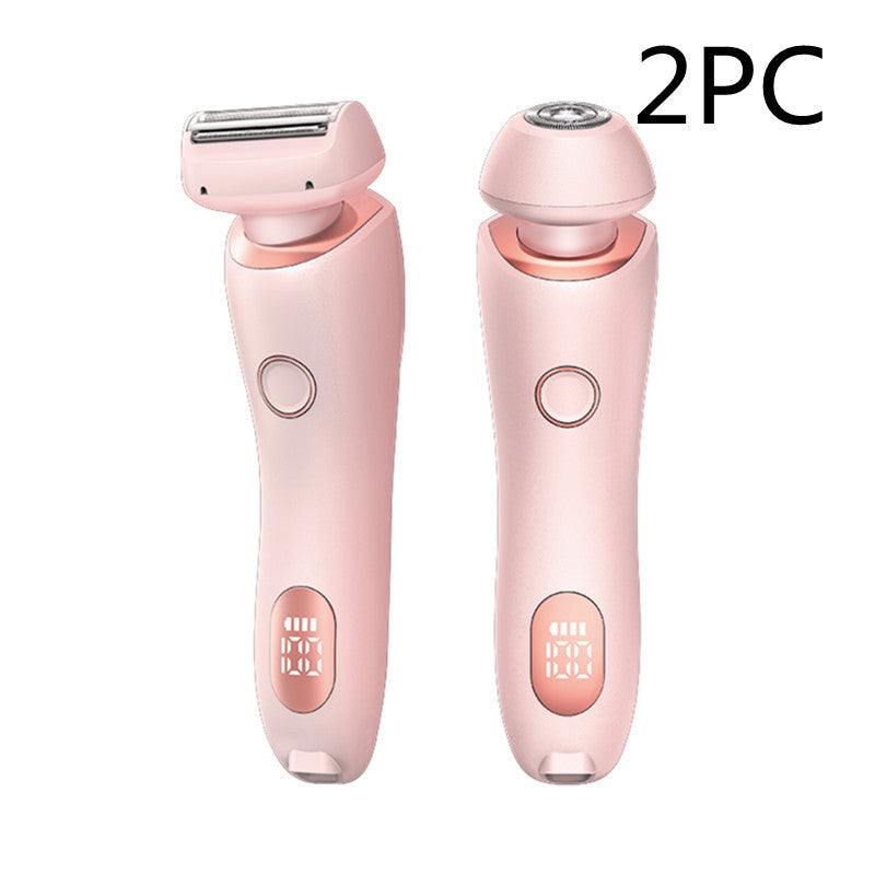 2 In 1 Hair Removal USB Rechargeable Trimmer Women Body Razor Pink 2PC USB
