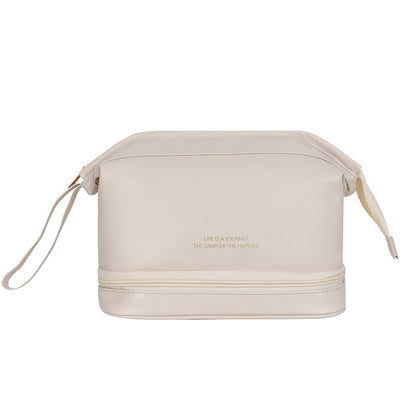 Travel Cosmetic Bag Large Capacity Women Bag Double layer white