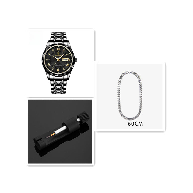 Men's Waterproof Double Calendar Luminous Quartz Watch 9style Set