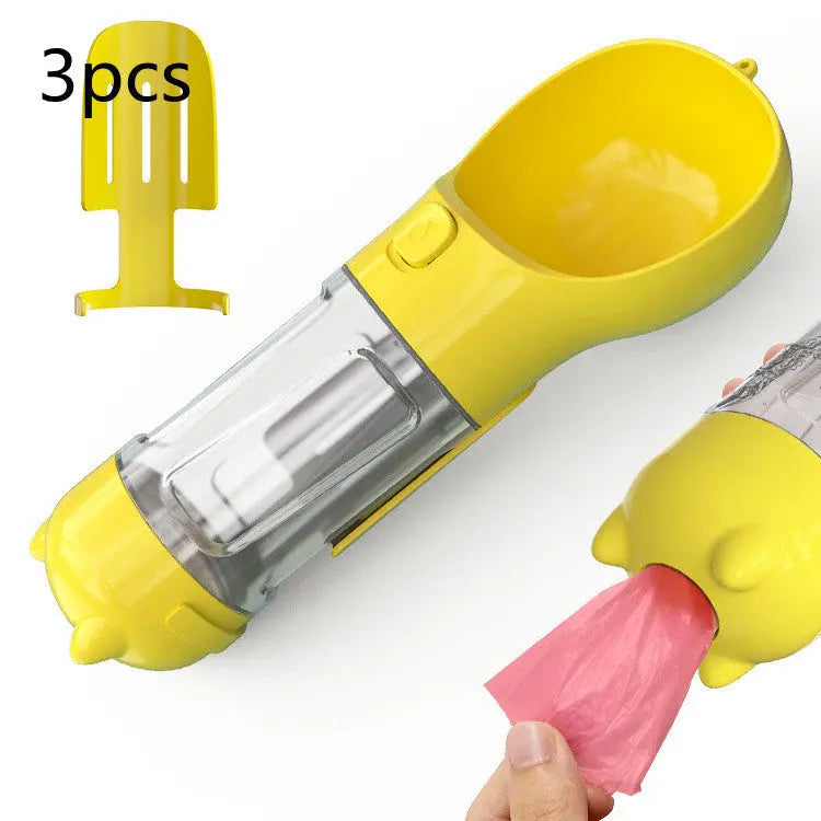 Pet Water Bottle Feeder Bowl Portable Pet Outdoor Travel 3 In 1 Dog Water Bottle Yellow 3pcs 300ml