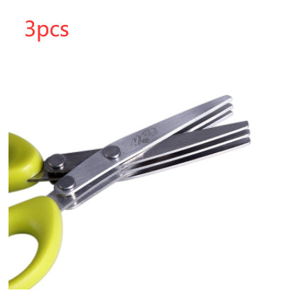 Multifunctional Multi-layer Green Onion Scissors Stainless Steel Onion Cutting Knife Kitchen Gadgets Green 3PC 3Layers