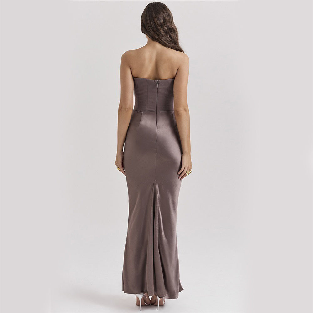 Slim Tube Top Long Dress Sexy Fashion Bandeau Backless Party Evening Dresses