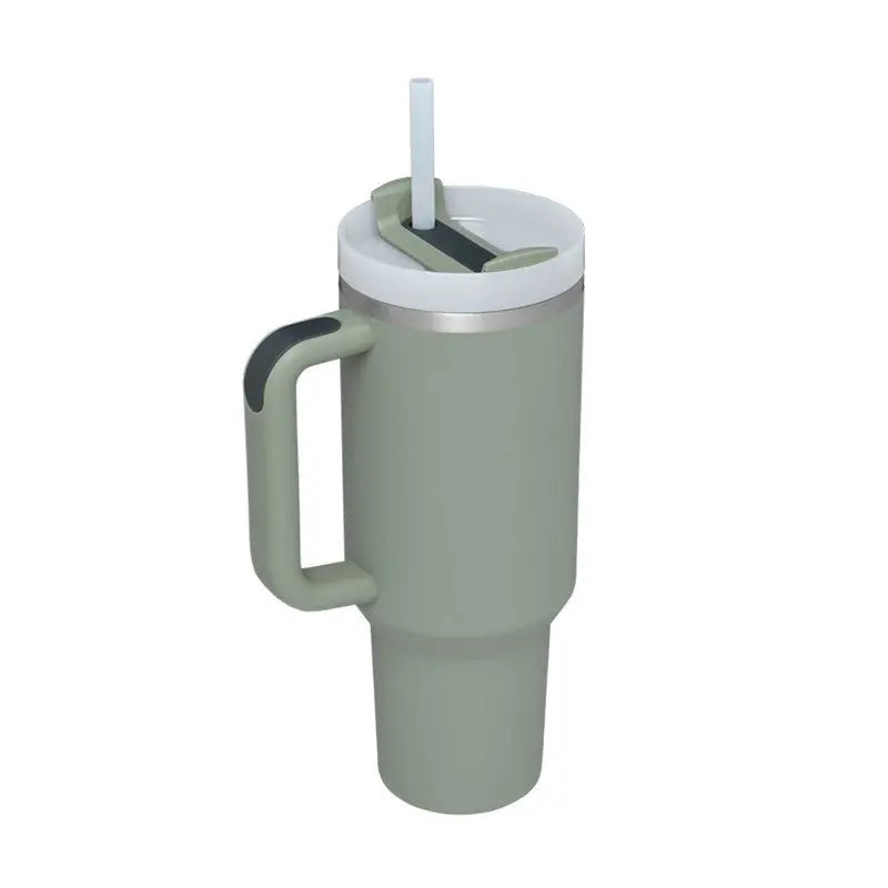 40 Oz Tumbler With Handle Straw Insulated Bay leaves 1200ML
