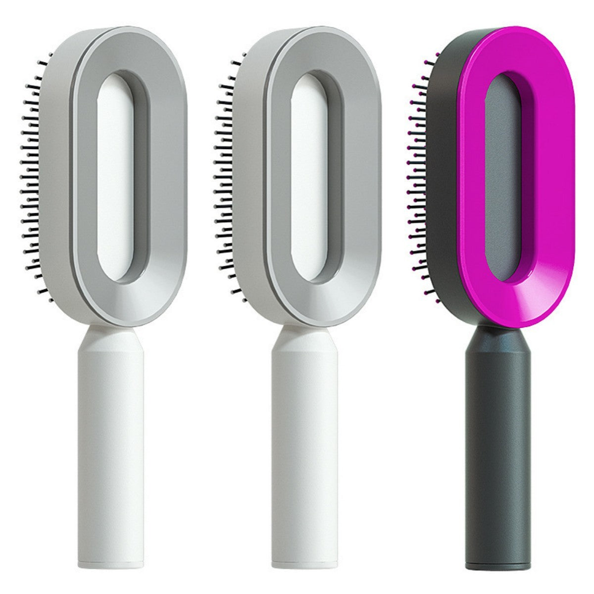 Self Cleaning Hair Brush For Women Massage Scalp Comb Anti-Static Hairbrush Set W