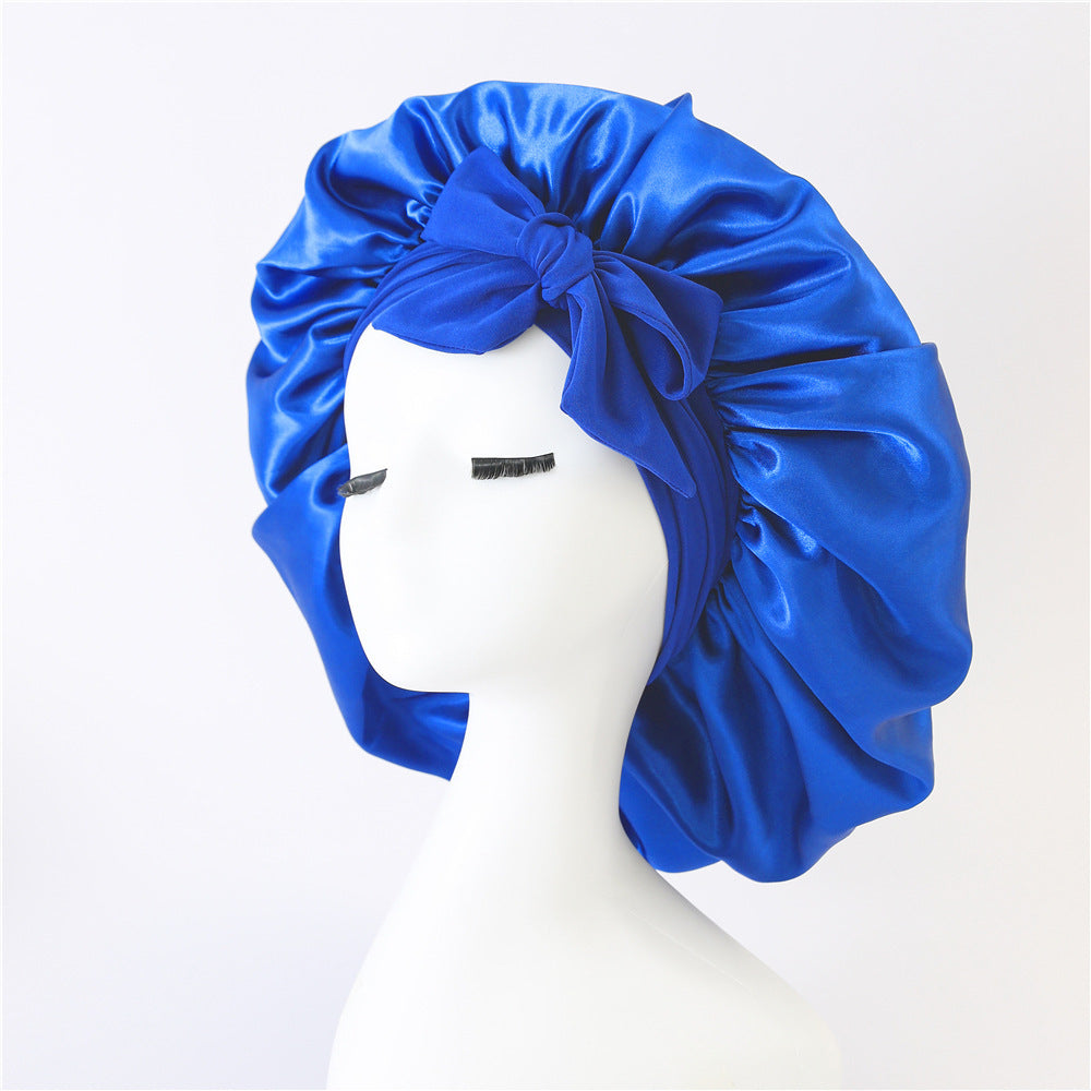 New Silk Bonnet For Sleeping Women Satin Bonnet Hair Bonnet Night Sleep Cap Sapphire Blue