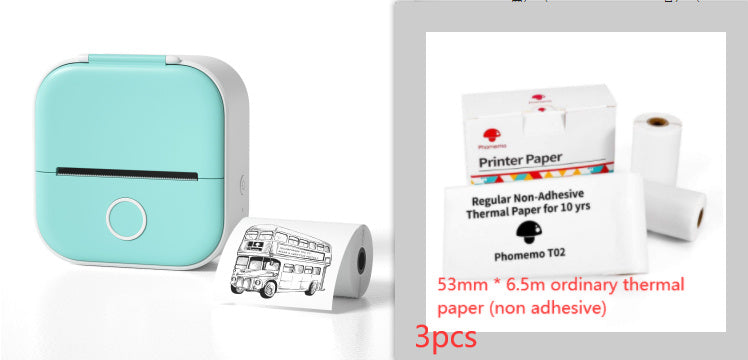 Portable Mini Thermal Label Printer Home Photo Printer Bluetooth-compatible Mini Label Printer All green set2 USB