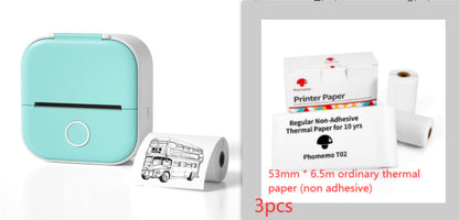Portable Mini Thermal Label Printer Home Photo Printer Bluetooth-compatible Mini Label Printer All green set2 USB