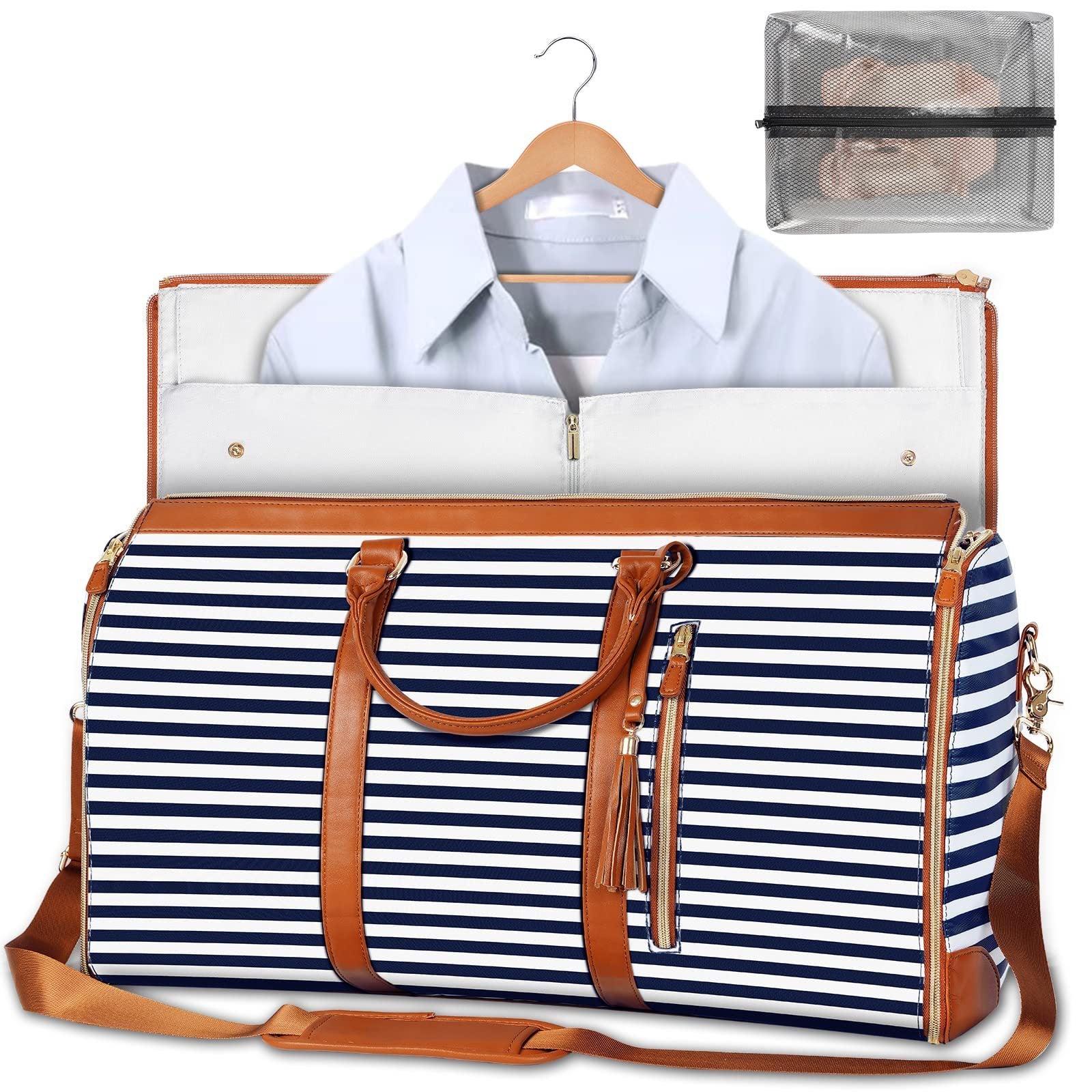 Large Capacity Travel Duffle Bag B Sapphire Stripes