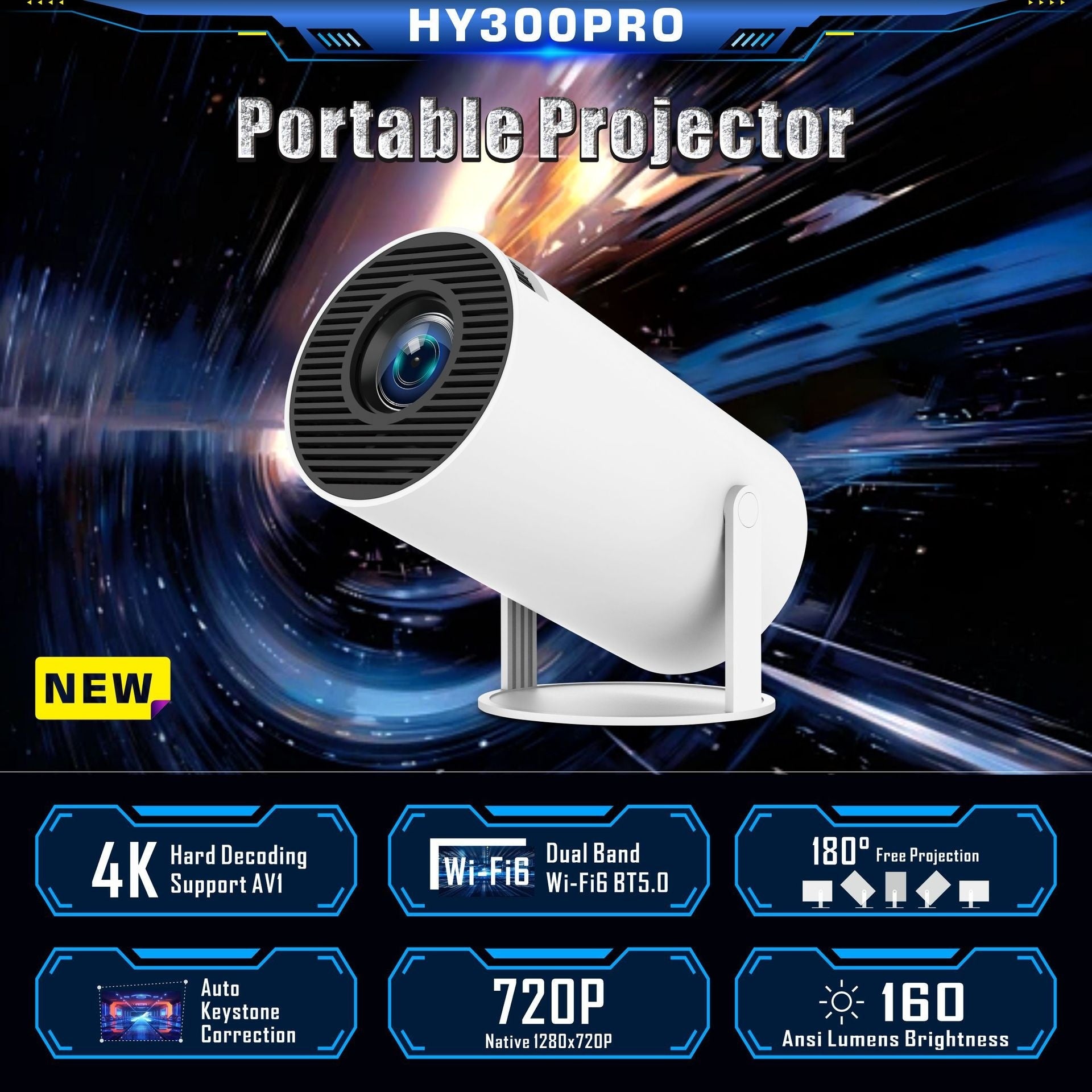 HY300 Pro Projector Home Theater Entertainment Portable Projector