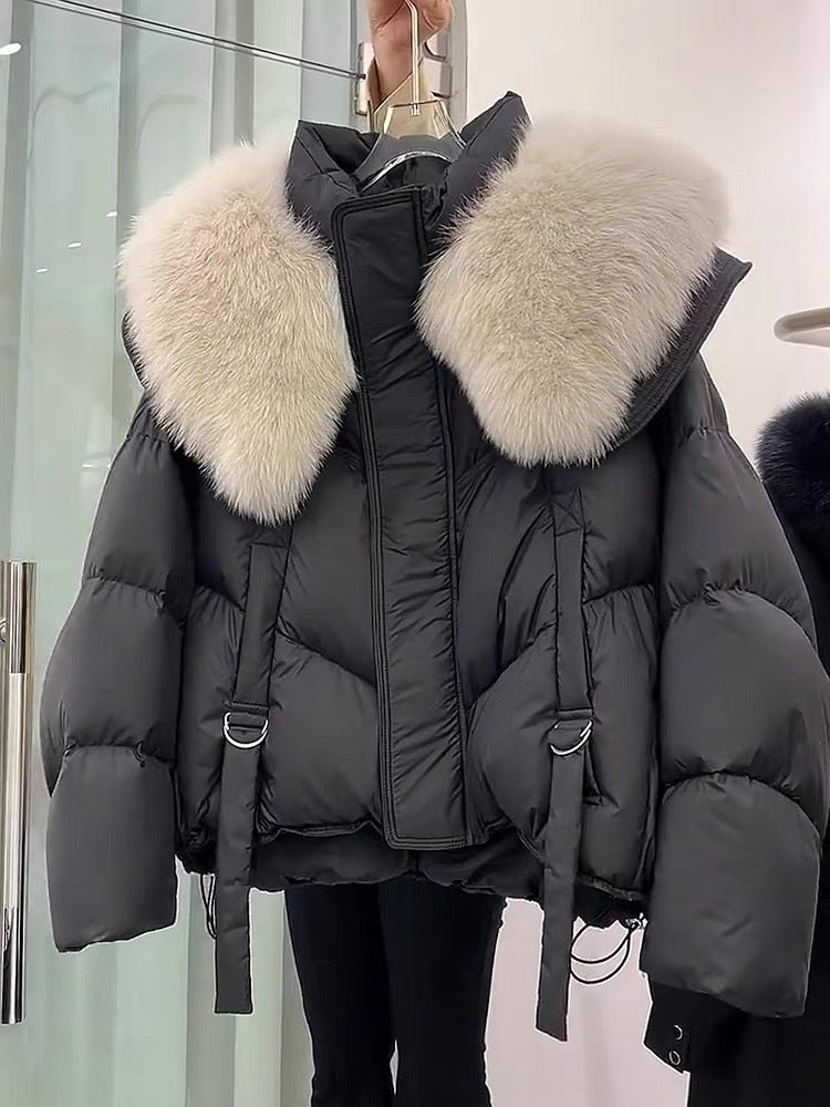 Winter Black Cotton-padded Clothes Coat For Women Black