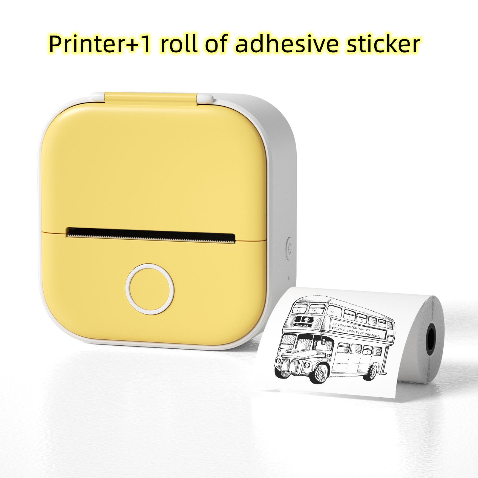 Portable Mini Thermal Label Printer Home Photo Printer Bluetooth-compatible Mini Label Printer Yellow USB