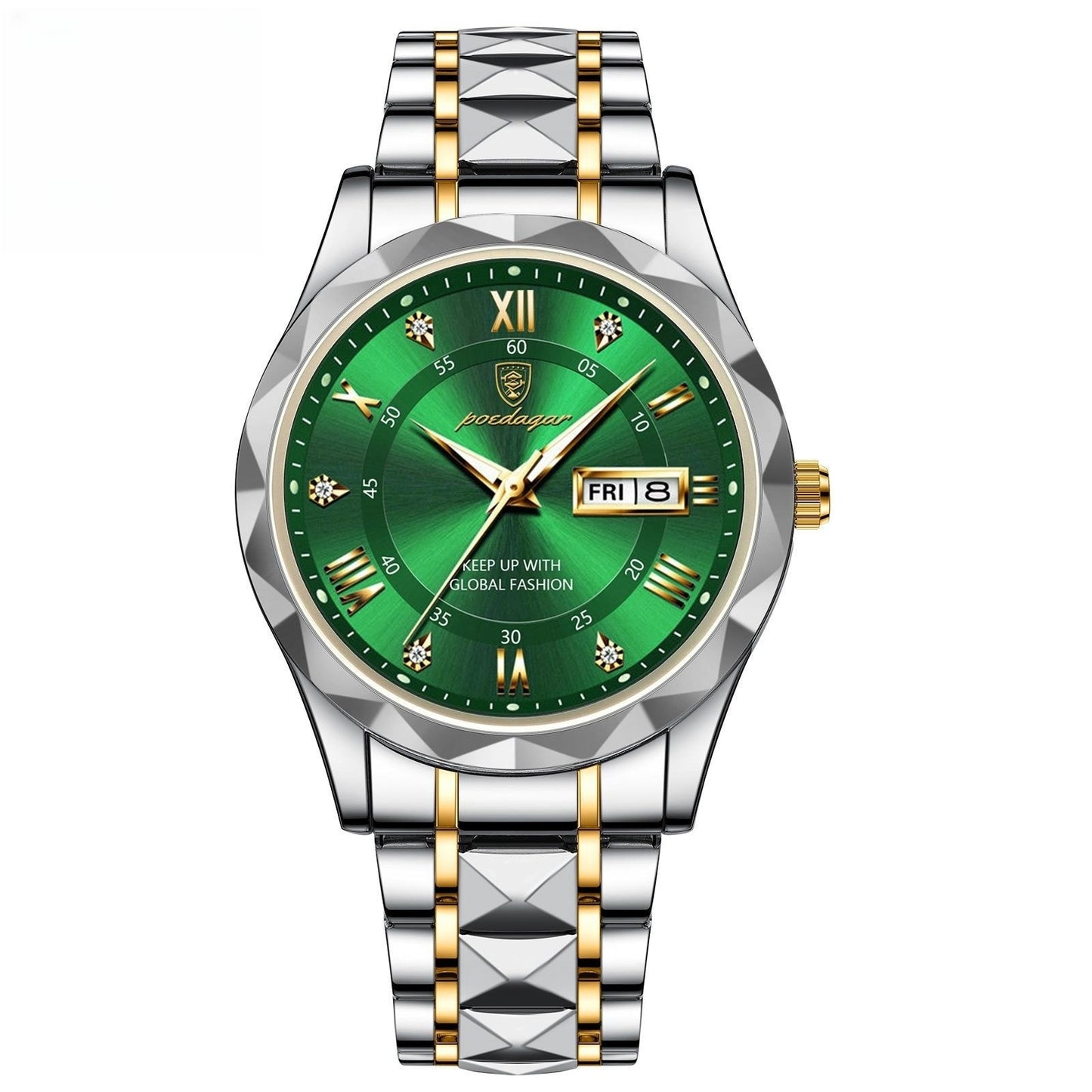 Men's Waterproof Double Calendar Luminous Quartz Watch 4style Without Necklace