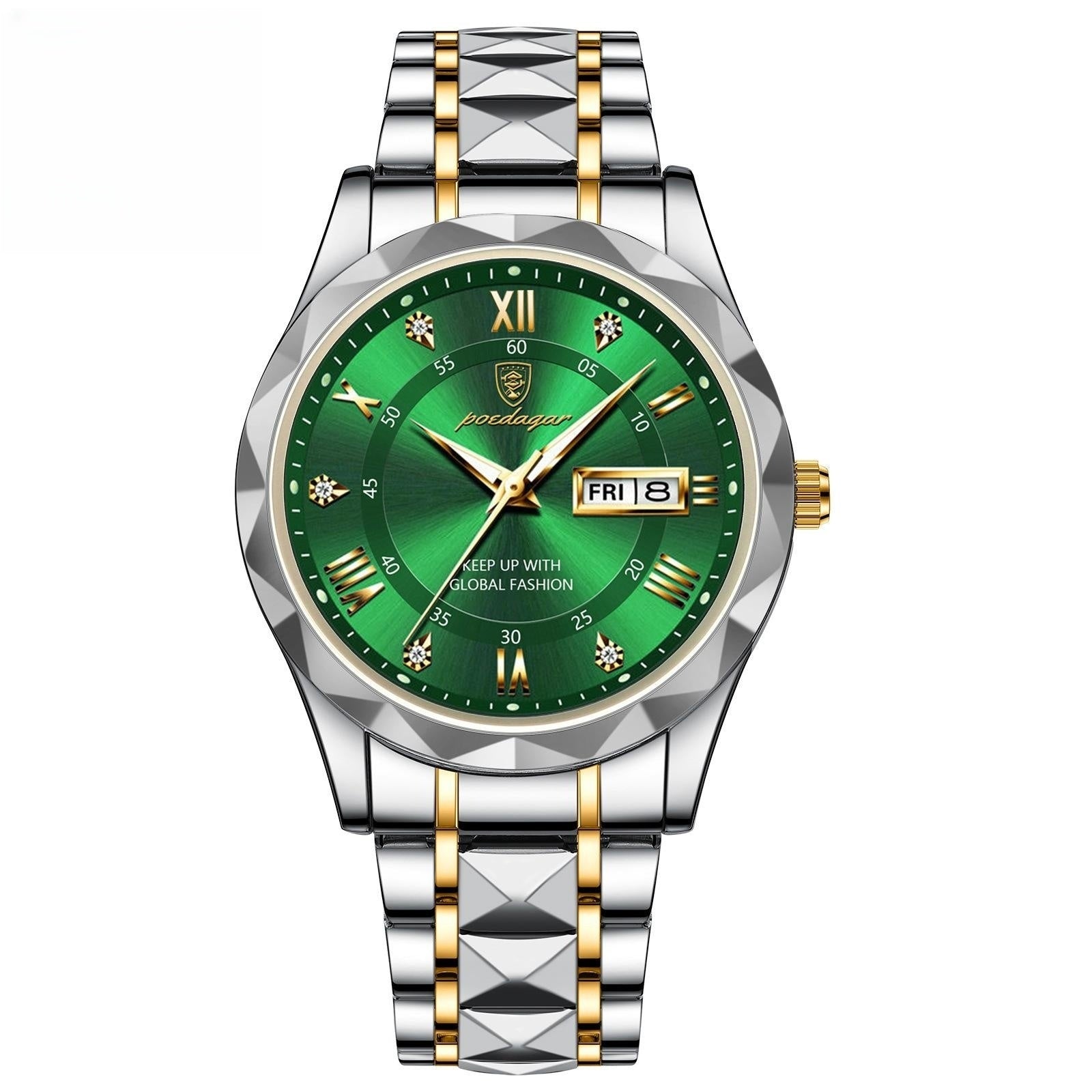 Men's Waterproof Double Calendar Luminous Quartz Watch 4style Without Necklace