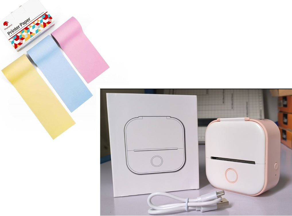 Portable Mini Thermal Label Printer Home Photo Printer Bluetooth-compatible Mini Label Printer Pink setB USB