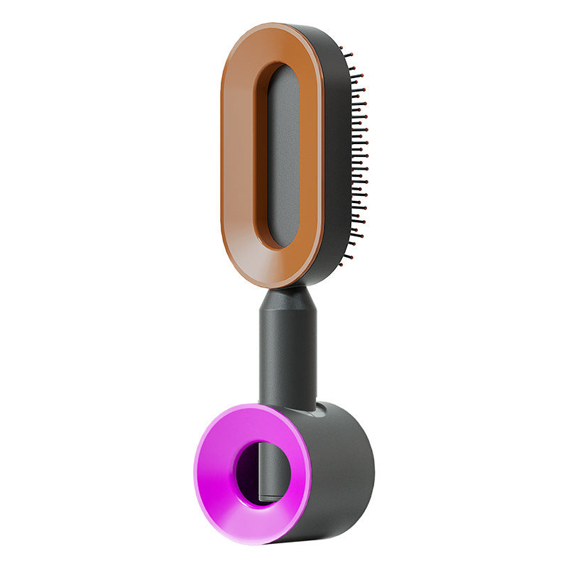 Self Cleaning Hair Brush For Women Massage Scalp Comb Anti-Static Hairbrush Black gold Set