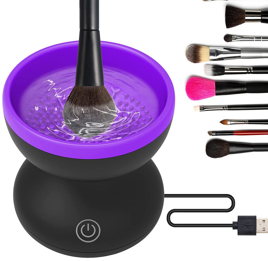 Electric Makeup Brush Cleaner Machine Portable Automatic USB Cosmetic Brush Purple