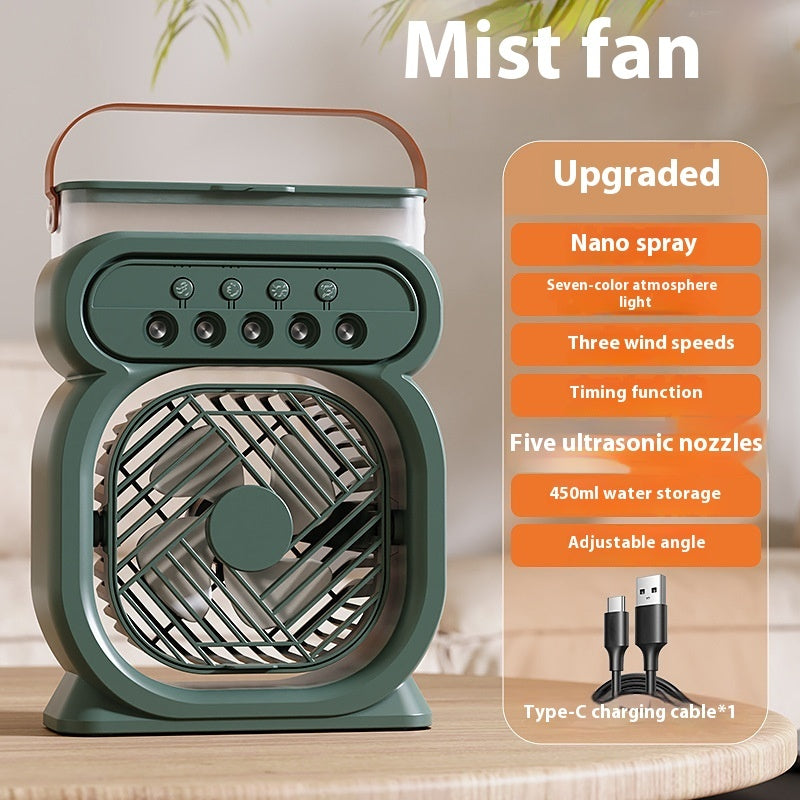 3 In 1 Portable Air Conditioner Evaporative Air Cooler LED Night Lights 3 Speeds Humidifier Fan For Home Office Green