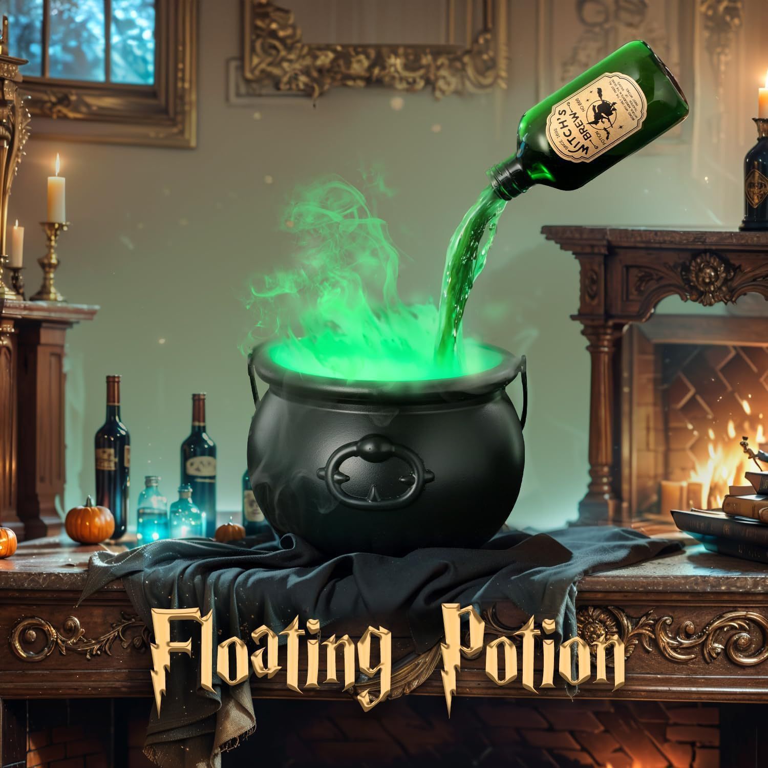 Halloween Black Wizard Bowl Magic Float Bottle Indoor Home Bar Magic Party Horror Ghost Decoration
