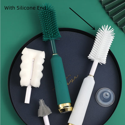 Electric Baby Bottle Brush Cleaning Tool Combination Suit Straw Silicone Pacifier White With Silicone End