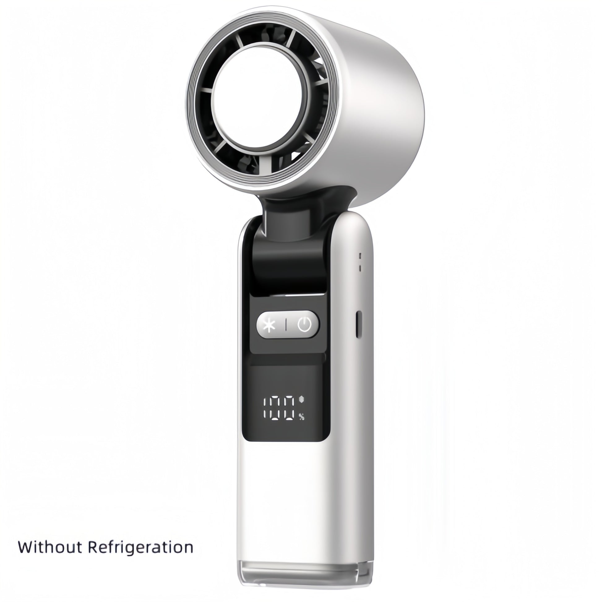 Turbos Chilled Ice Sensation Cold Fan Super Mini Turbos Speed Fan USB Powered Digital Display White Without Refrigeration 63x57x176mm