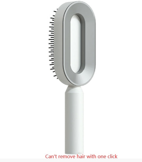 Self Cleaning Hair Brush For Women Massage Scalp Comb Anti-Static Hairbrush Elegant white